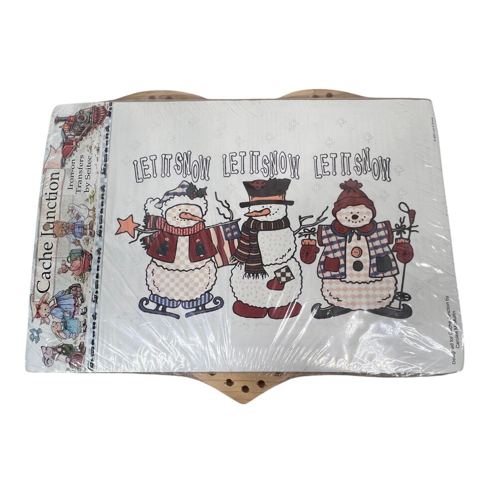 Cache Junction Let It Snow Snowmen Iron On Transfer Christmas Craft NEW